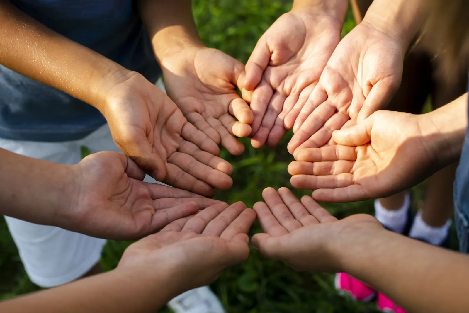 Community volunteers distributing support to families and children